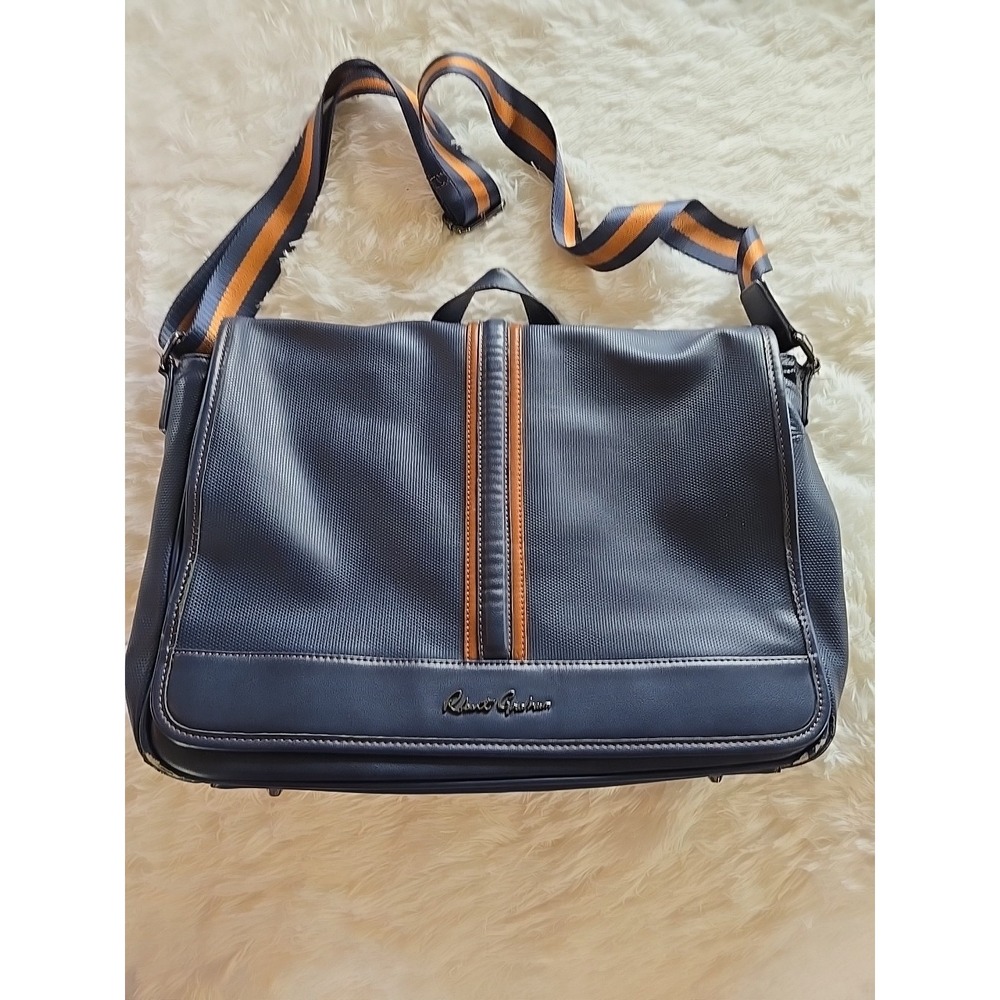 Robert Graham Blue-Tan 2-Striped Messenger Bag Used & Worn With Carry Strap $59 - Picture 1 of 16